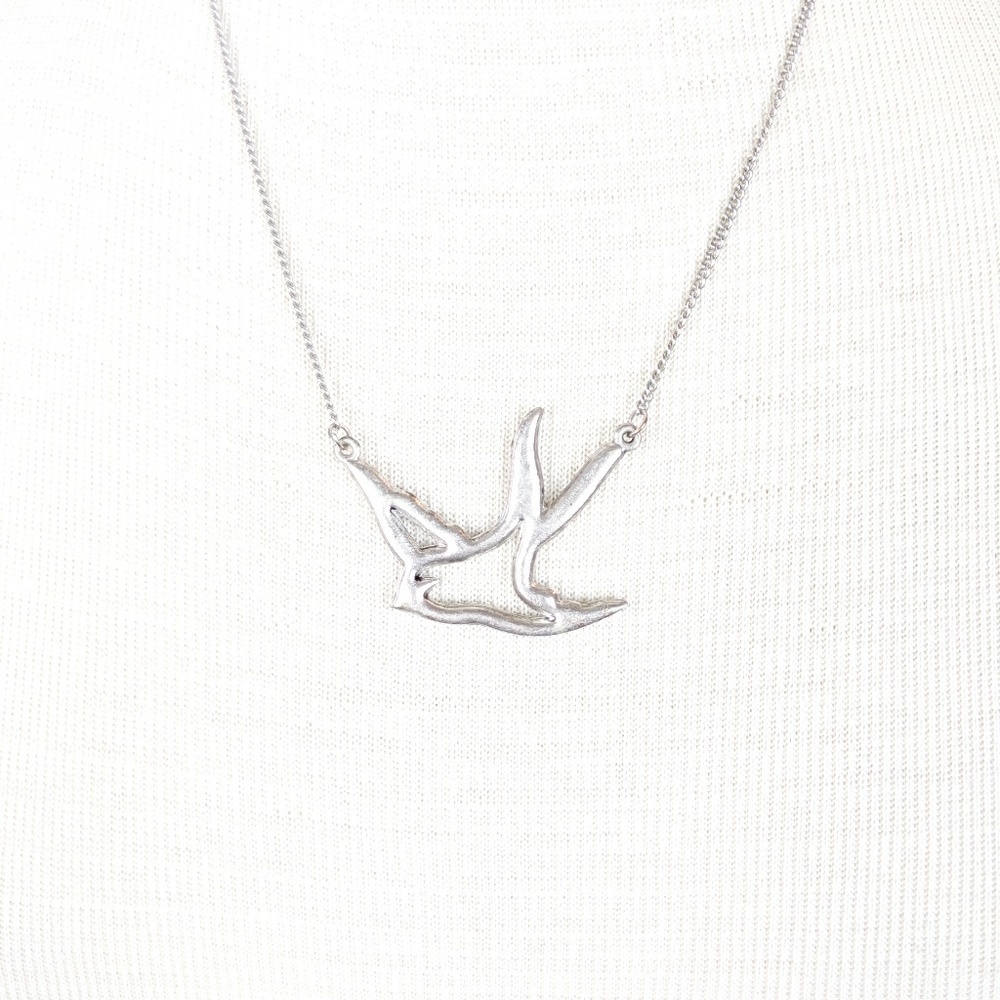 Bird Rhinestone Silver Necklace‎ - Picture 3 of 3